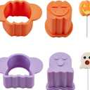 Halloween Cake Pop Molds - Cookie Cutters Set, Pumpkin & Ghost Cake Pop Cutter and Pusher, 3D Printed Chocolate Mold Press for Party Treats, Cake Pop Kit Baking Molds for Desserts