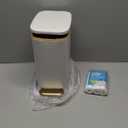 KUK Slim Bathroom Trash Can with Lid, 1.6 Gal / 6L Stainless Steel Small Garbage Bin with Detachable Inner Bucket, Step Pedal, Silent Close, Wastebasket for Toilet, Bedroom, Home, Office (White)