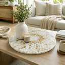 i-lan 18 Inch Mother of Pearl Lazy Susan Turntable, Large Decorative Round Rotating Tray for Dining Table, Kitchen Countertop, Cabinet, Island and Tabletop, Champagne Gold