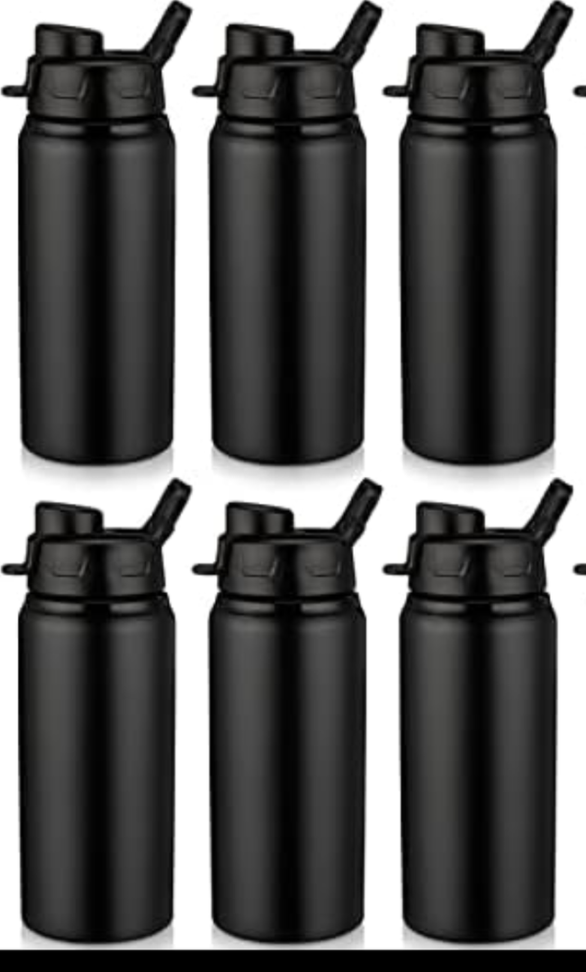 Shellwei 6 Pcs Aluminum Water Bottle 17 oz with Snap Lids Reusable Lightweight Portable Sports Water Bottle for Travel Gym Camping Hiking Fishing