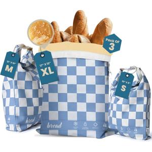 3-Pack Reusable Beeswax Bread Bags (XL, M, S) - Organic Cotton Beeswax Bread Storage Bag for Homemade Bread & Sourdough Freezer-Safe, Breathable & Freshness Support - Eco-Friendly Bread Bag