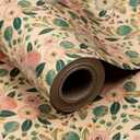 RUSPEPA Kraft Wrapping Paper Roll - Colorful Flowers and Plants Pattern - 30 Inches x 100 Feet