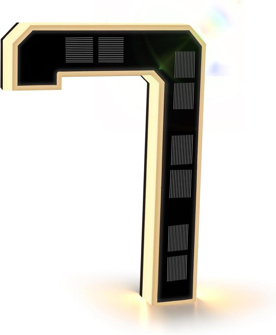 ISUNMEA 9 Inch Solar Lighted House Numbers for Outside, Light Up Waterproof LED Address Numbers Signs for Houses, Large Personalized Illuminated Exterior Modern House Numbers Light (7-Black, 9IN)