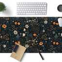 Cute Dark Floral Desk Mat Vintage Flowers Plant Mouse Pad XXL Large Extended Gaming Mousepad Women Office Decor Desk Pad, Big Laptop Computer Keyboard and Mouse Mat with Stitched Edges, 31.5x15.7 in
