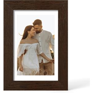 2 x YESKAY 4x6 Picture Frame - 4 x 6 Photo Frame Made of Solid Oak Wood and Real Glass,Display Picture 3.5x5 with Mat or 4x6 Without Mat,4 by 6 Frames for Wall & Tabletop(Color Walnut)