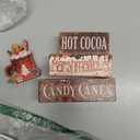 Geelin 4 Pieces Christmas Hot Cocoa Wooden Table Decorations Xmas Hot Cocoa Wooden Signs Rustic Marshmallow Tiered Tray Decor Tabletop Centerpieces for Home Desk Room Kitchen Shelf