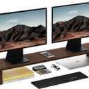 Ufine Dual Monitor Stand Riser 2 Heights Adjustable Wood Computer Monitor Stand Desktop Organizer, Large Monitor Stand for 2 Monitors, Laptop, TV, Printer