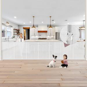 Reinforced 41 Inch Tall Retractable Baby Gates 200 Inch Extra Wide Dog Gate with Support Rods, Indoor Dog Gates for The House Extra Long Baby Gate Outdoor Retractable Gate Garage Gate, White