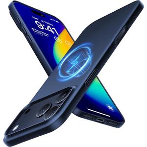 TORRAS Magnetic Slim Fit for iPhone 17 Pro Case 6.3 inch, Ultra-Thin, Compatible with MagSafe, Lightweight Matte Anti-Scratch Hard PC Cover Phone Case for iPhone 17 Pro OriginFit, Deep Blue