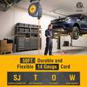 SURAIELEC 50 FT Extension Cord Reel, 14 Gauge Retractable Extension Cord, SJTOW 14 AWG/3C Heavy Duty Power Cord, 13 AMP Circuit Breaker, Lighted Triple Tap, Ceiling or Wall Mount, ETL Listed