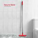 Floor Scrubber with Long Handle, 2 in 1 Scrubbing Brush Stiff Bristle Shower Cleaning Brush for Bathroom, Kitchen, Tub, Carpet, Grout, Tile(Red)