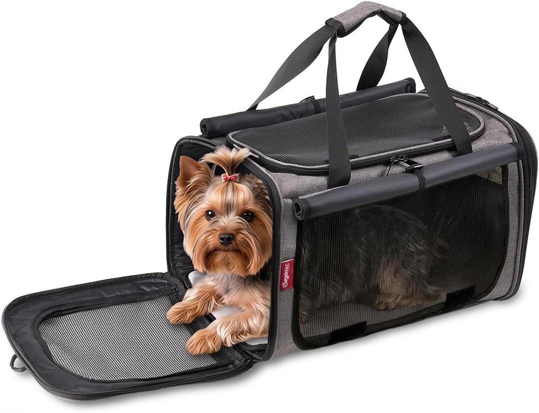 BurgeonNest Large Soft-Sided Cat Carrier for Cats up to 25 lbs, Grey
