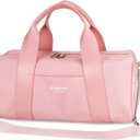 Compact Sports Gym Bag for Women Girls, Cute Mini Duffle Bag with Wet Pocket & Shoes Compartment, Personal Item Travel Workout Bag, 16"-Small, Pink