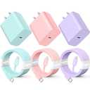 Compatible with iPhone Charger Fast Charging, [3Pack 10FT] 20W PD USB C Wall Charger Block with Type C to Lighting Cable Compatible with iPhone 14/13/12 Pro Max/11/XS/XR/X/8/Plus (PurplePinkGreen)