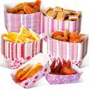 Honeydak 100 Pieces Mother's Day Heart Pattern Paper Food Trays Disposable Nacho Container Paper Boats Serving Trays for Hot Dog Popcorn Taco Snack Candy Food Container Party Supplies