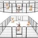 SMUG Heavy-Duty Iron Dog Playpen  16 Panels 24 Durable, Rust-Resistant Pet Fence for Indoor & Outdoor Use, Secure & Spacious Pet Play Area for Dogs, Puppies & Small Animals (Black)