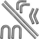 2.25 Inch DIY Custom Mandrel Exhaust Pipe Tube Pipe, 48 Inch Straight Pipe, 2.25'' OD Straight&Mandrel Bend Pipe(45/90/180 Degree) Kit, Industrial Pipes,T304 Stainless Steel, Universal Fit-8PCS