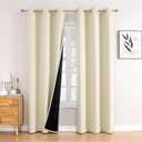 ChrisDowa 100% Blackout Curtains 72 inch Long for Bedroom with Black Liner, 2 Thick Layers Total Blackout Thermal Insulated Grommet Window Curtains 2 Panels Set (Light Beige, 42 x 72 Inch)