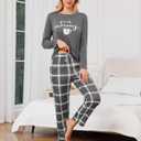 difficort Womens Pajama Sets Long Sleeve Sleepwear Soft Pjs Nightwear Lounge Sets with Pockets (L)