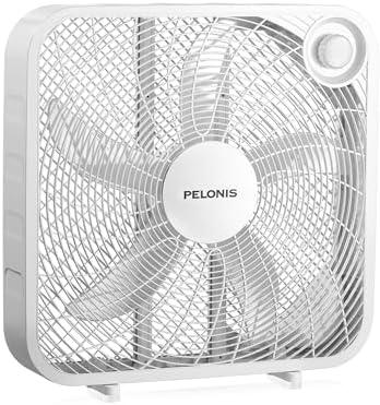 PELONIS 20 Inch Box Fan – 3 Speeds, Window Fans, Floor or Tabletop, 25ft/s, 2025 Upgraded, Superior Air Throw (2295 CFM), Lightweight, 5 Blades, Fans for Bedroom, Office, Living Room, Garage