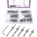 Swpeet 100Pcs Crib Hardware Screws, Nicked Plated M6  40/50/60/70/80mm Hex Socket Head Cap Crib Baby Bed Bolt and Barrel Nuts with 1 x Allen Wrench Perfect for Furniture, Cots, Crib Screws