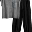 LILLUSORY 2 Piece Knit Sets For Women Trendy Sweatsuit Sets L