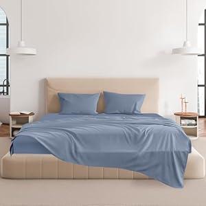 CHOEGOBEST Easy Care Luxury Microfiber Extra Soft and Cooling Bed Sheet Set with Deep Pockets (Coronet Blue, Full Set of 4)
