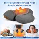 3-in-1 Rechargeable Neck Massager Pillow with Heat, Vibration & Traction, Deep Tissue Pain Relief, Neck Hump Corrector & Cervical Support for Home Office Travel (Gray) (Gray)
