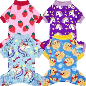 XPUDAC 4 Pack Dog Pajamas for Small Dogs Pjs Clothes Puppy Onesies Outfits for Doggie Duck Shirts Sleeper for Pet-M (Medium(Chest-16" Back-12" Neck-10.2"))