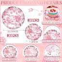 Suclain 60 Pcs Pink Plastic Floral Plates Disposable Heavy Duty White with Pink Floral 9" Dinner Plate and 7" Dessert Plate, Disposable Plastic Plates for Party Birthday Bridal Shower