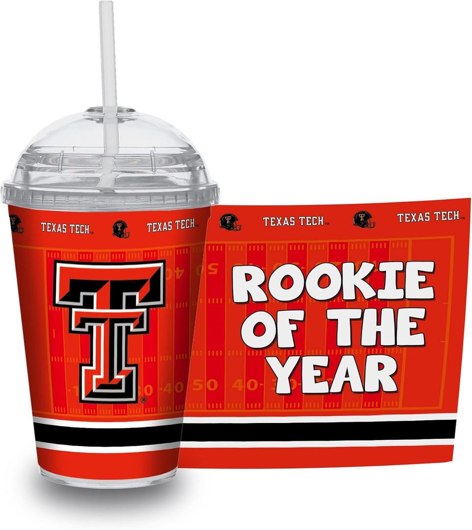 Rico Industries NCAA Rookie Of The Year 12oz Acrylic Tumbler, Officially Licensed Youth Double Wall Tumbler with Swirly Straw