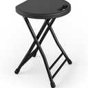 Folding Stool, 18 Inch Foldable Stool with Handle & Steel Frame, Folding Bar Stools, 500lbs Sturdy Foldable Lightweight Metal Chair for Camping, Indoor and Outdoor, Black