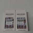 24Pcs French Tip Press On Nails - Medium Almond Glossy False Nails with Flower Designs, Full Cover Acrylic DIY Manicure, Pack Of 2