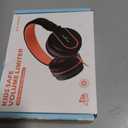 AILIHEN Kids Headphones, I35 On-Ear Headphones for School, Safe Volume 93dB, HD Mic Stereo Headphone for Kid Girls Boys, Foldable 3.5mm Wired for Chromebook, Laptop, Computer, Tablet (Black Orange)