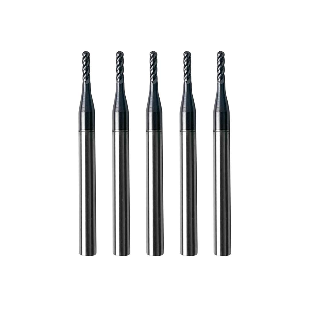 5Pcs 1/16" Carbide Ball Nose End Mills, ALTiN Coated, 4 Flute, Ball End Router Bit for Hardened Steel, Stainless Steel, Alloy Steel, Aluminum, CNC Router Bits with 1/8" Shank Diameter