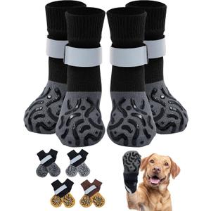 Non Slip Dog Socks with Grips, Dog Sock to Prevent Licking Paw for Senior Dogs, Dog Shoes for Hardwood Floors and Enhancing Traction, Paw Protector - Fits Small, Medium, Large Dogs - S