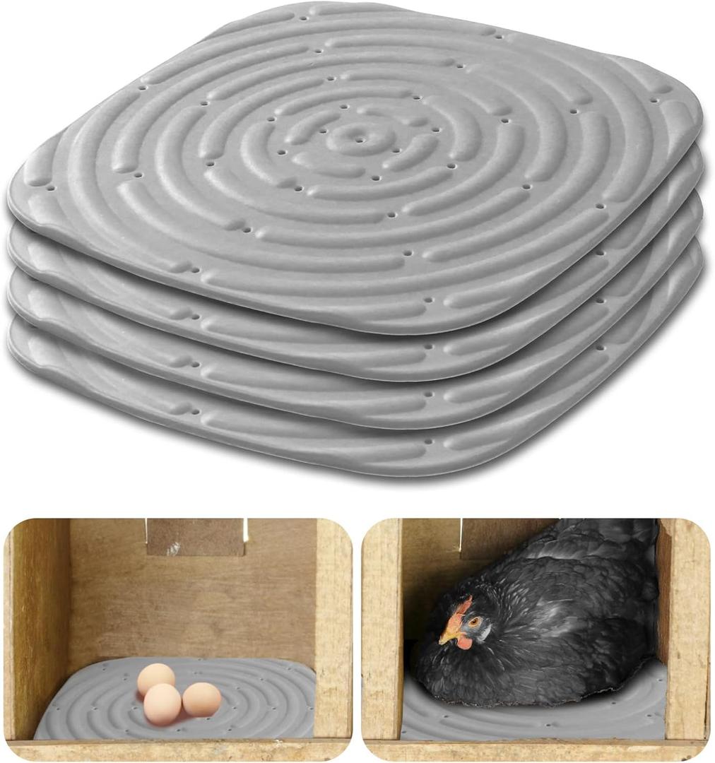 Skimzy Chicken Nesting Box Pads, 12 x 12 in Washable Reusable Nest Box Liners, 8-Pack, Breathable Drainage Design, Gray