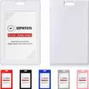 12 Pack Sliding ID Badge Holder - Vertical Hard Plastic Sleeve Secures Work ID Key Card Credit Cards for Office Factory School Teachers Students (White)