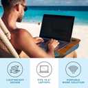 LAPGEAR Portable Laptop Lap Desk with Pillow Cushion, Anti-Slip Strip, Tablet or Phone Storage Slot, Pen and Pencil Pocket, and Wrist Rest - Espresso Woodgrain - Fits 15.6" Laptops - Style No. 91342