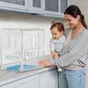 HBlife Baby Bottle Storage Organizer for Countertop Cabinet, 3 Tiers Adjustable Clear Acrylic Bottles Storage Station Case Box Container with 2 Removable Dividers and Magnetic Door, X-Large