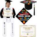 JaGely 3 Pcs 8th Grade Graduation Set Class of 2026 Graduation Cap and Stole Sash with Diploma Certificates Set for Middle School Students Supplies Teachers Parents Gifts
