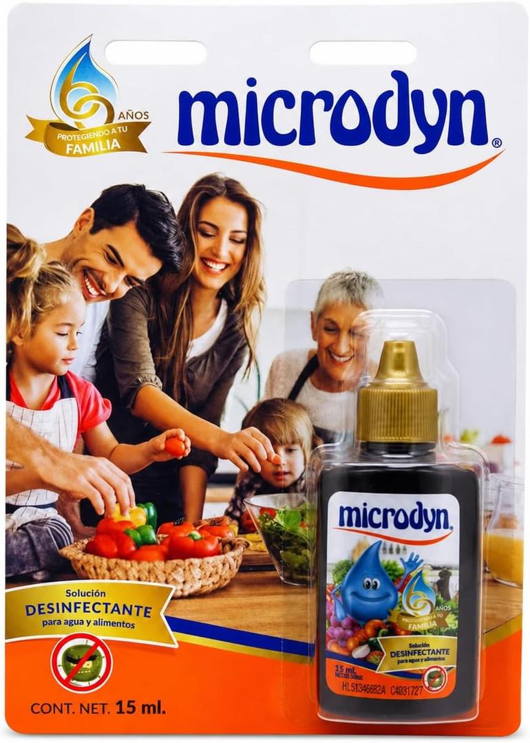 Microdyn Fruit and Vegetable Wash Solution with Ionized Silver, Non-Toxic, Iodine-Free, Odorless & Flavorless, 15 mL