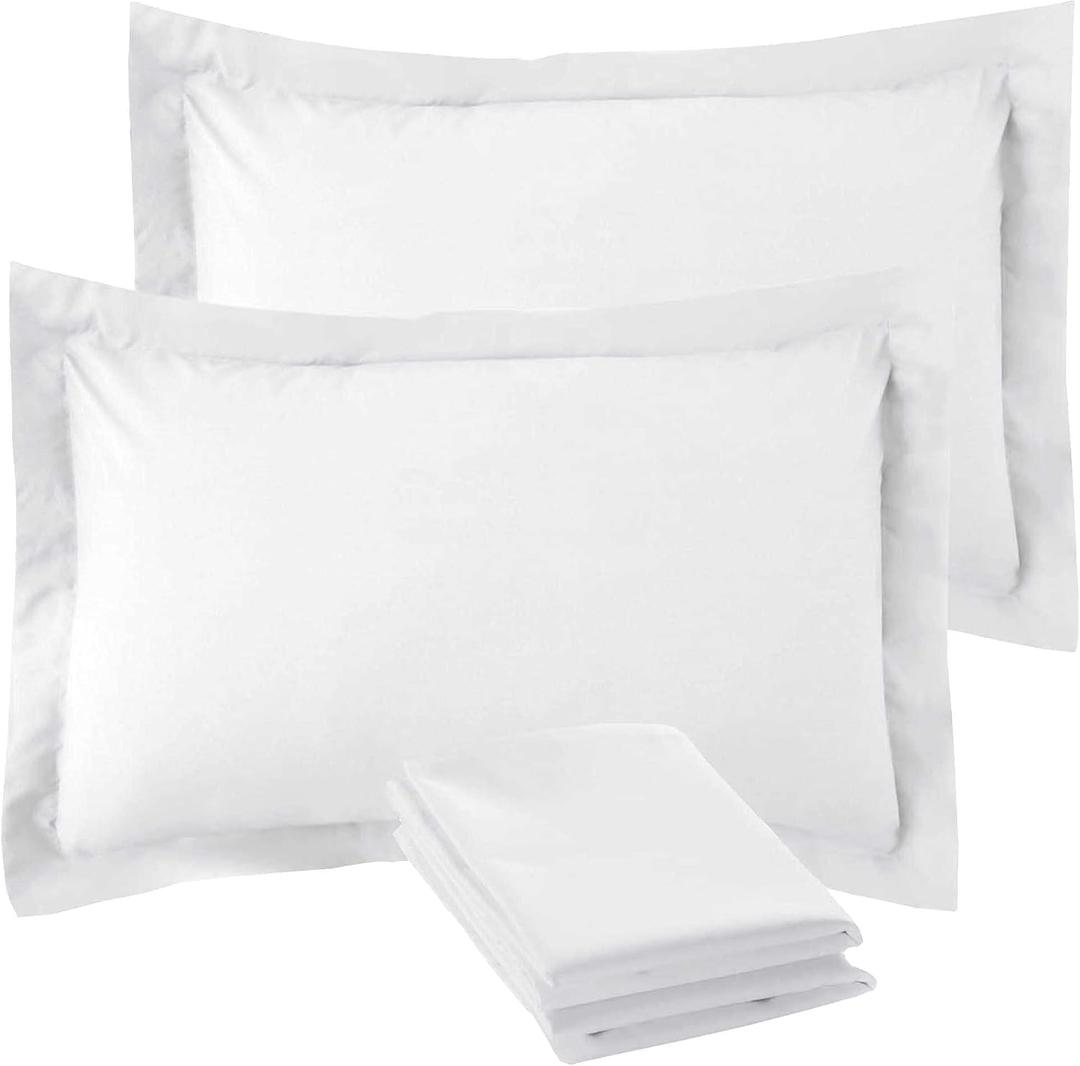 4 Pack 100% Brushed Microfiber Pillow Protector Shams (White, Standard)