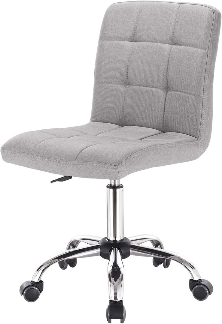 Desk Chair, Contemporary Style, Office Chair, Work Chair, Light Grey, Fabric, Metal, Height Adjustable, Rotatable
