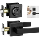 Keyed Entry Door Handle Lever for Right and Left Handed Doors with Full Set Lockset and Matching Screws for Bedroom and Bathroom Black Matte