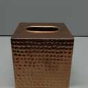 Tissue Box Cover Holder Square - Gold Cube Tissues Boxes Covers Bathroom Accessories - Decorative Bronze Facial Paper Holders Modern Home Decor - Vintage Matte Wood Metal Tissue Dispenser for Office (Copper)