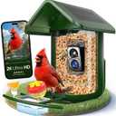 Bird Feeder with Camera Solar Powered - Smart Bird Feeder Camera 2K HD Live Stream, 5MP Photos, AI Identification for Backyard, 2.4Lb Large Capacity, Gifts for Mom Dad, Green