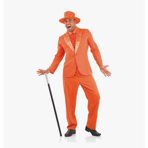 fun shack Tuxedo Costume for Men – Orange or Blue Suit – Funny 90s Movie Character Outfit for Halloween, Size M