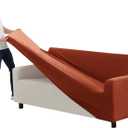 Couch Cover Velvet, Stretch Sofa Covers for Separate Main Cover/Backrests and Seat Cushions Couch Cover, for Living Room Furniture Slipcovers (Orange,L-Rl 91-118 in)