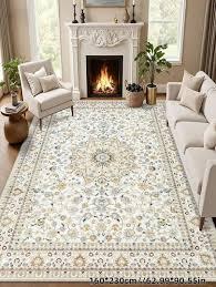 8x10 Area Rugs Living Room: Washable Rug for Bedroom Brown Beige | Boho No Slip Stain Resistant Rug Soft Indoor decor Floor Floral Area Rugs for Dining Room, Nursery, Hallway, Home Office
